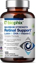 Biophix Retinalサポート最大強度コンプレックスフォーミュラ100カプセル - 亜鉛ビタミンC E Lutein DHA Omega-3アスタキサンチンヒアルロン酸 - サポート眼科の健康