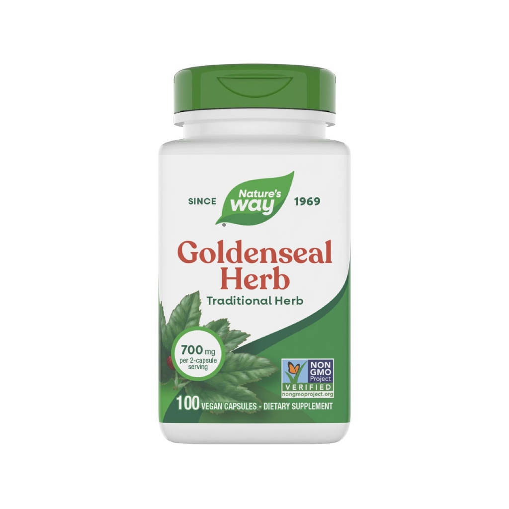 Nature's Way Goldenseal、伝統的なハーブ、700 mg / 2-カプセルサービング、非GMOプロジェクト検証、ビーガン、100カプセル