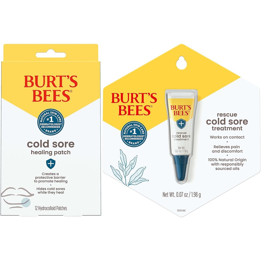 Burt's Bees Cold Sore Treatment Bundle with Burt's Bees Healing Patches and Burt's Bees Cold Sore Treatment with Rhubarb and Sage, Protects, Heals and Relieves Symptoms   ブルトのビーンズ コールド ソール トリートメント