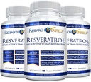調査によって確認されるResveratrol - 98%のトランスResveratrol 1000のmgの反老化サポート-びんごとの60のカプセル- 3本のびん