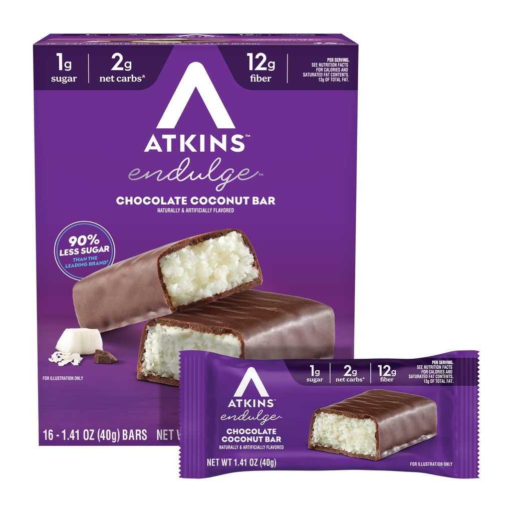 AtkinsのEndulgeのチョコレートココナッツ味付けされた棒、繊維、16の計算の高い低い砂糖の御馳走