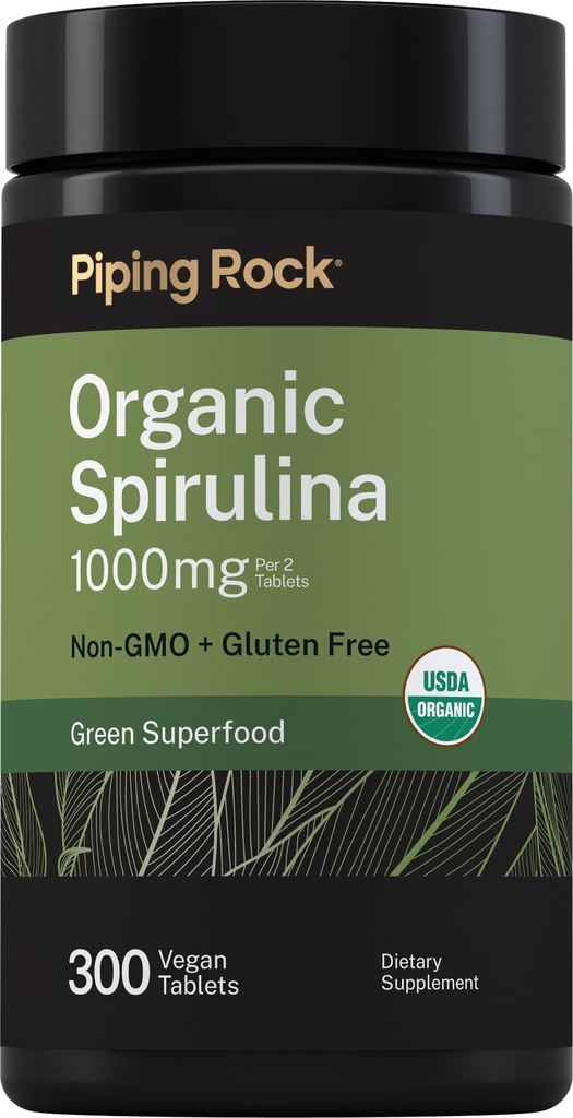 パイピングロックオーガニックスピルリナ | 1000mg | 300錠 | アーティロスピラ プラテンシス | ベジタリアン・非GMO・グルテンフリー サプリメント