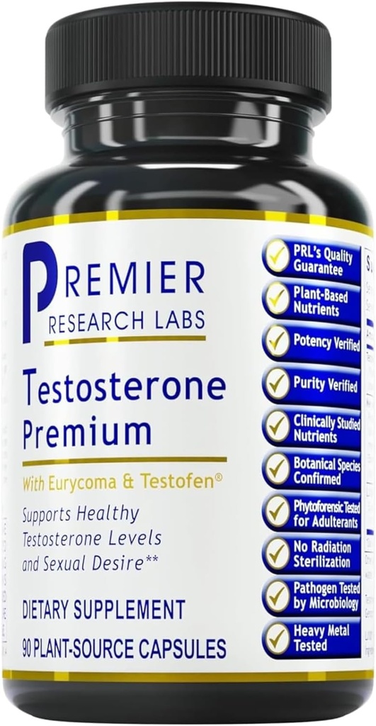 Premier Research Labs Testosterone Premium - Testosterone Supplement for Men, All Natural Testosterone Complex, Premier Labs Testosterone Support, Fenugreek, Cordyceps & Maca - 90 Vegetarian Capsules