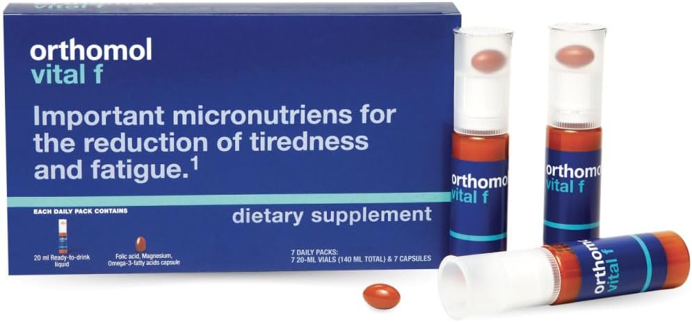 オルソモールバイタルFバイアル、女性のマルチビタミン、7日の供給、ビタミンA、B、C、D、E、K、カルシウム、イオダイン、オメガ3