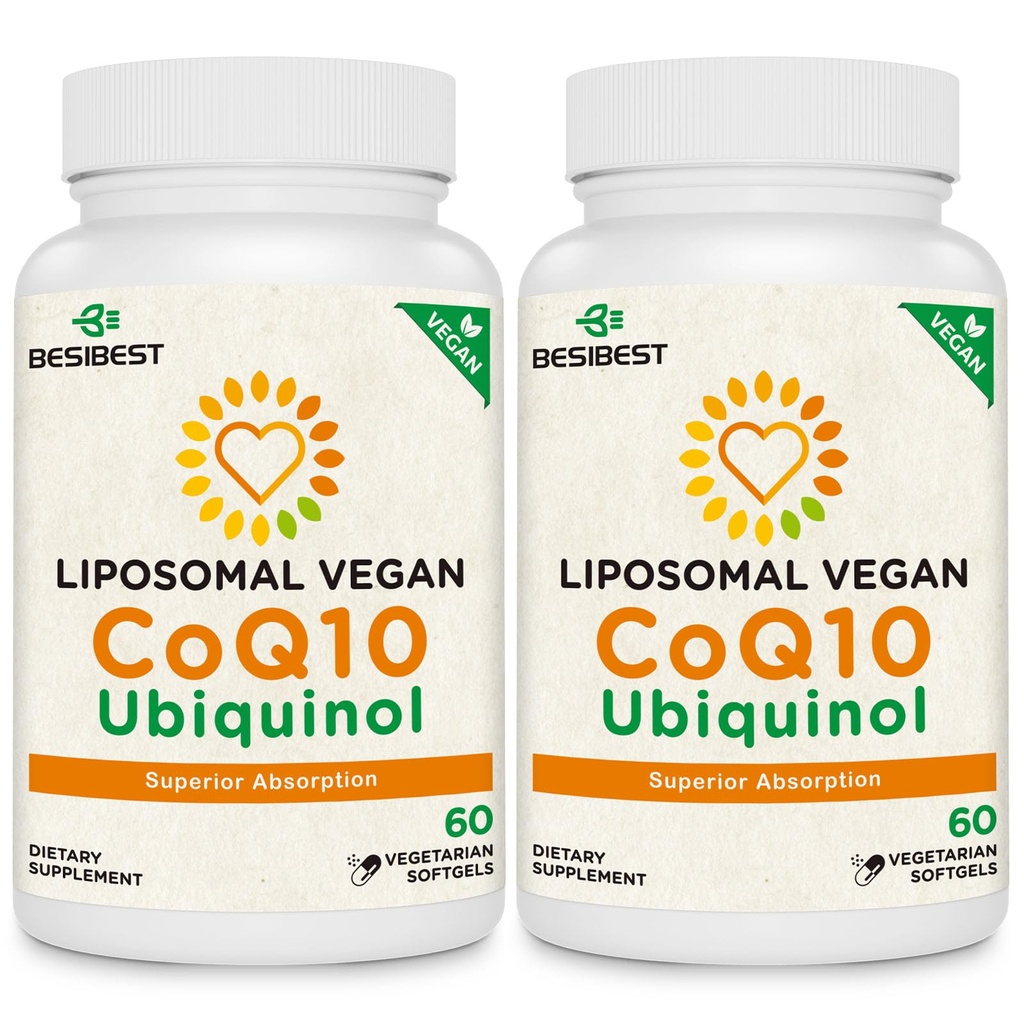 Besibest 1000mg Liposomal CoQ10 Ubiquinol、120ビーガンSoftgels、高吸収Ubiquinol CoQ10の補足、中心機能及びエネルギー生産のためのCoenzyme Q10の活動的な酸化防止の形態