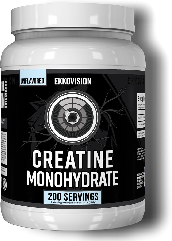 Ekkovision のクレアチンの Monohydrate の粉、Micronized、Unflavored、人および女性のための前ワークアウト及びポストのワークアウトの補足、エネルギー サポート、シェイクスムージー及び飲料、200 のサービングで混合すること容易