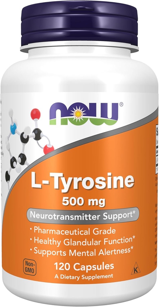 NOWサプリメント、Lチロシン500mg、メンタル警戒をサポート*、Neurotransmitterサポート*、120カプセル