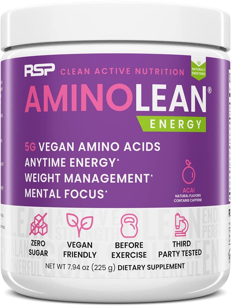 RSP NUTRITION AminoLean の自然なプレワークアウトの粉、人工的なダイス、ビーガン BCAAs および重量管理無しの Sucralose の自由なアミノ エネルギー、Acai、25 のサーブ