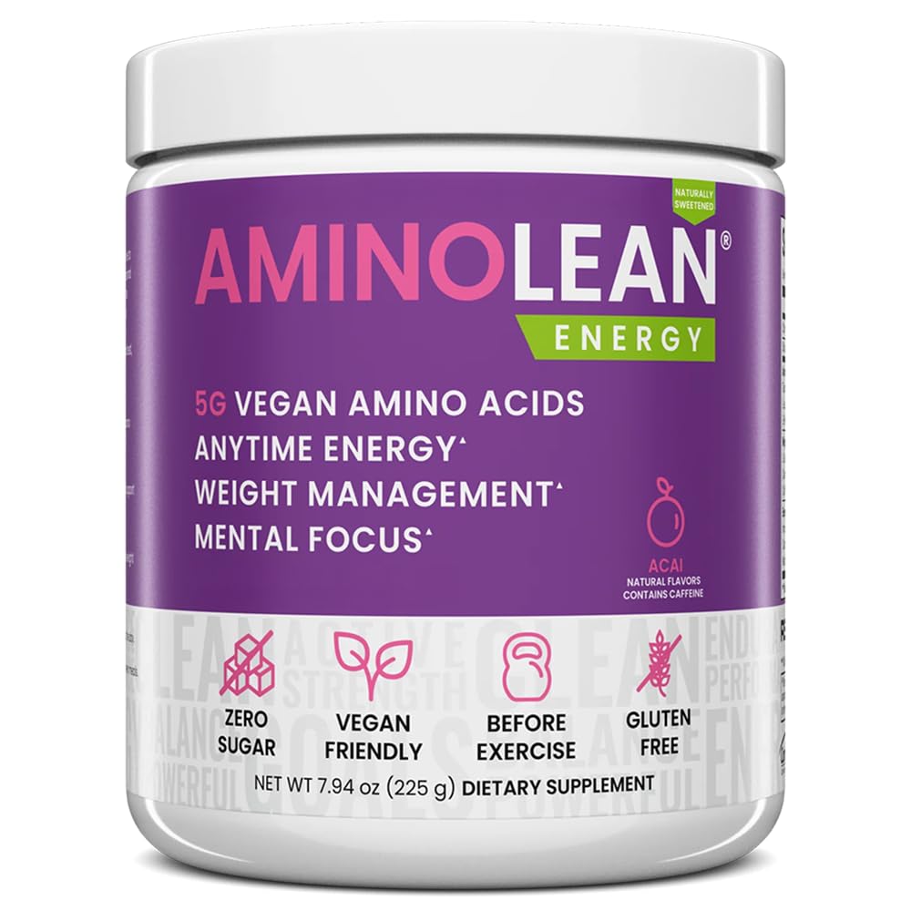 RSP NUTRITION AminoLean 自然 Pre ワークアウト パウダー, Sucralose 無料のアミノ酸エネルギー人工染料なし, ビーガン BCAA と重量管理, アサイ, 25 サーブ