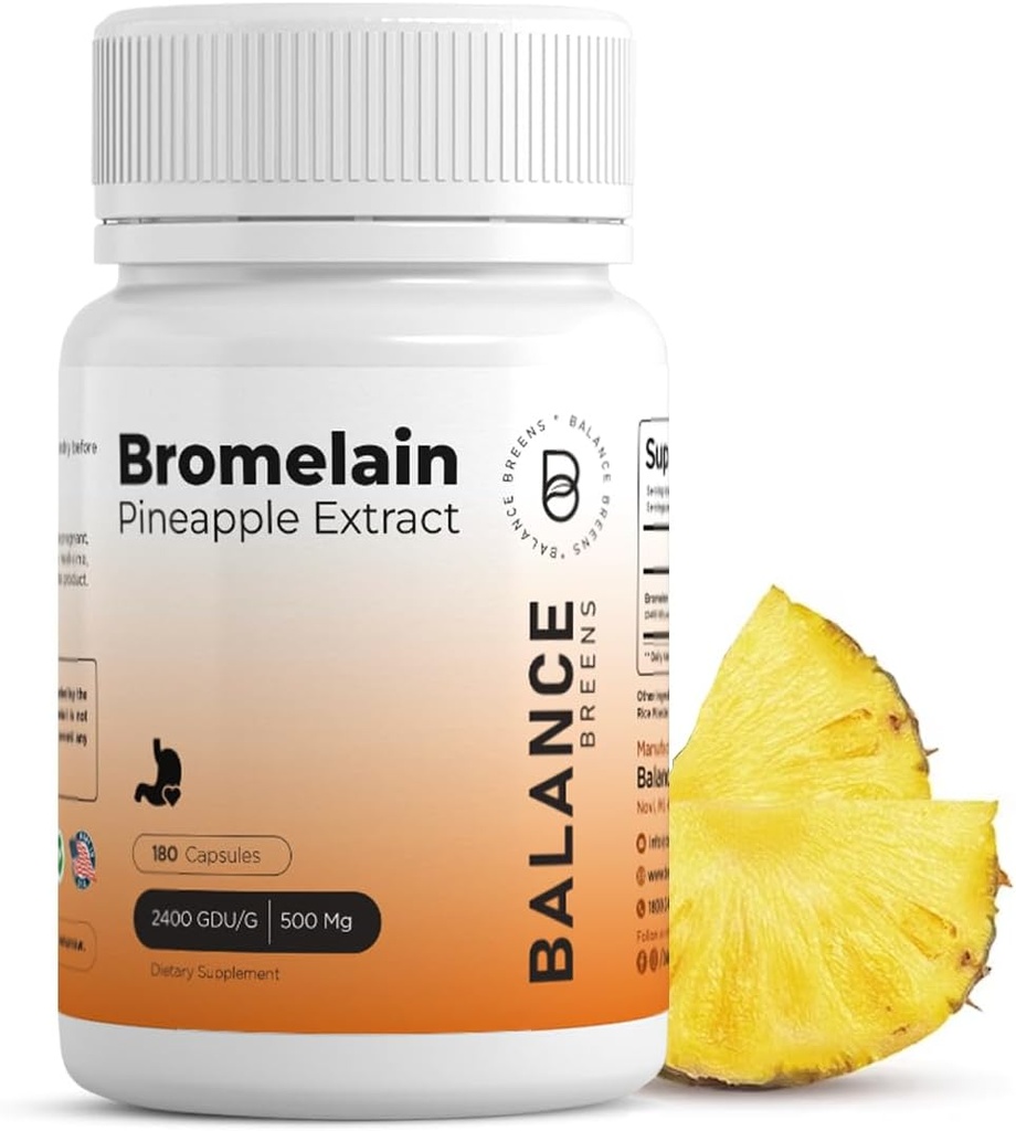 Bromelain 500mg - パイナップルエキス消化酵素 - バランスブレインによる消化と共同サポートサプリメントをサポート