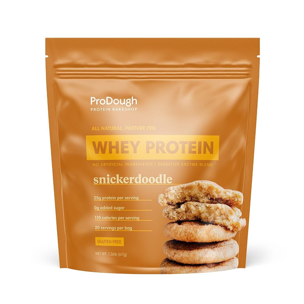 ProDough グルメ Whey Isolate 加水化プロテインパウダー シェイク ミックス - 簡単に消化酵素ブレンド、25g タンパク質/サービング、天然成分、グルテンフリー、Keto フレンドリー (Snickerdoodle)