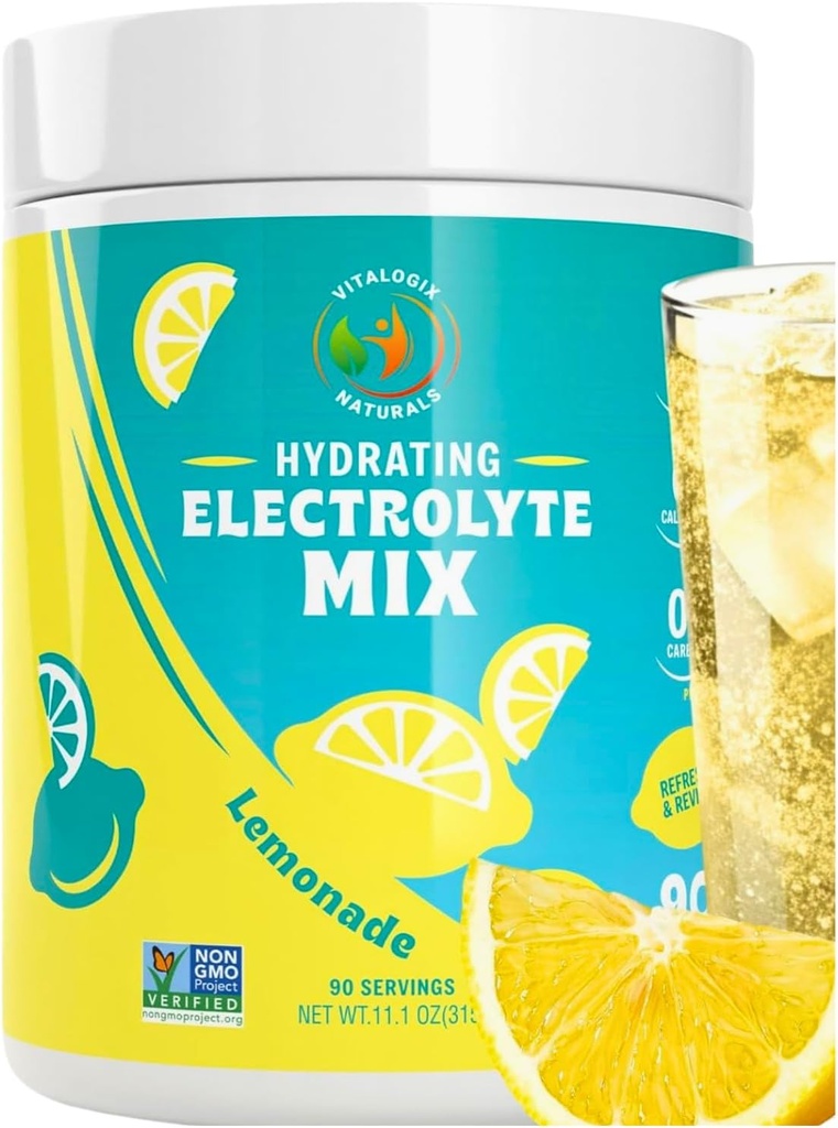 Electrolyte Powder – Zero Sugar Lemon Hydration Mix | 90 Servings | Keto, Vegan, Gluten-Free | Natural Electrolytes for Muscle Recovery, Energy & Immune Support | Electrolyte Drink for Women