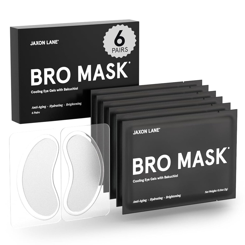 男性のスキンケアのための目のパッチの下BRO MASK | ダークサークルやパフィー、バクチオール付きアンチエイジングハイドロゲルパッド、カフェイン&ナイアシンアミド、男性用アイバッグトリートメント(6ペア)