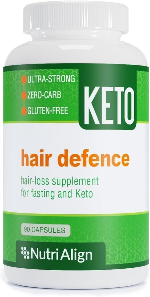 ケトとファスティングのためのNutri-Align Hair Defence Biotin Complex | 90カプセル | 高強度髪成長バイオチン - カプセル当たり2500mcgバイオチン | ビタミンA、葉酸&カルシウム