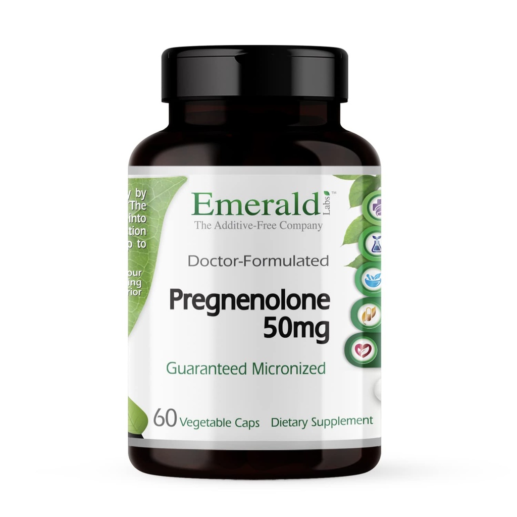 EMERALD LABS Pregnenolone 50mg - 脳の健康、免疫サポートとホルモンバランスを助けるための優れたウェルネスサプリメント - グルテンフリー - 60野菜カプセル(30日の供給)