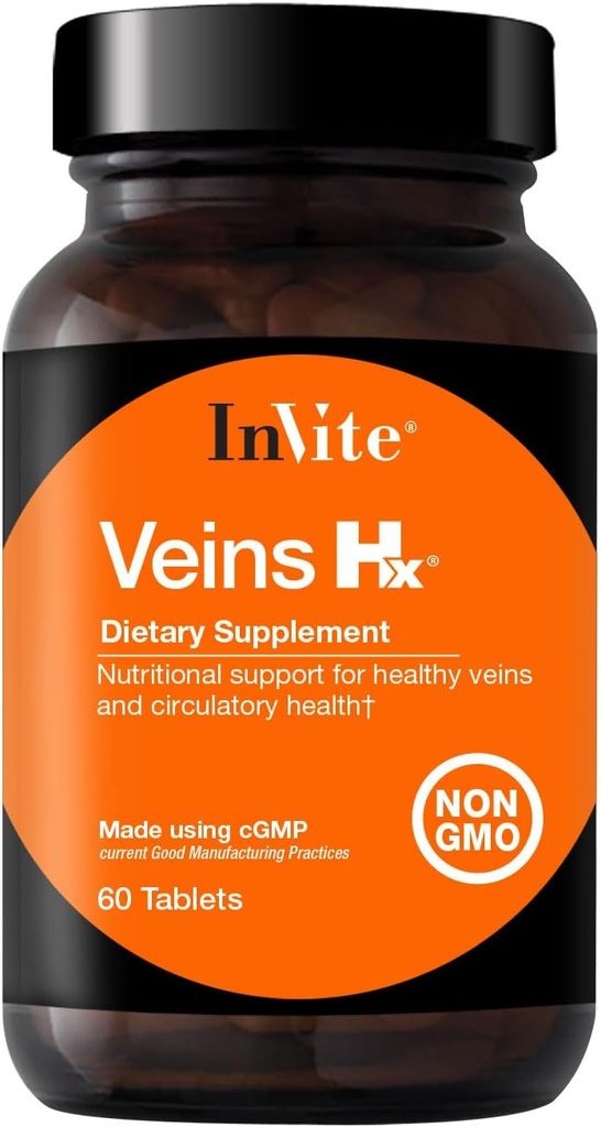 Invite Health Veins Hx® - 静脈と循環の健康をサポート - ビタミンC、Citrus Bioflavonoid、馬の栗の種子、Gotu Kola、Bilberry Fruit - 60錠