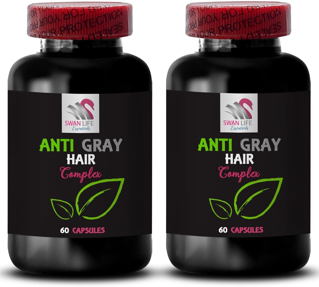 Gray Hair Supplement - Anti Gray Hair Complex - Anti Gray Hair Pills, Natural Tone, Color Preservation, Youthful Shade, Gray Hair Support, Color revitalizer, Fresh Tone, Color Renewal 2 Bot 120 Caps