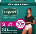 Depend Fresh Protection Adult Diapers, Incontinence & Postpartum Bladder Leak Underwear for Women, Disposable, Maximum, Small, Blush, 80 Count (2 Packs of 40), Packaging May Vary