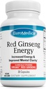 EuroMedica の赤い Ginseng エネルギー-健康なエネルギーを支える補足及び焦点-韓国の赤い Ginseng の根の粉の草の補足- Aid の健康な耐久性へのビーガン タブレット- 30 のカプセル