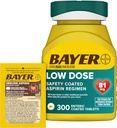 Bayer Aspirin 81mg Enteric Coated Tablets 300ct and 2 Count Travel Pack of Genuine Aspirin 325mg Coated Tablets