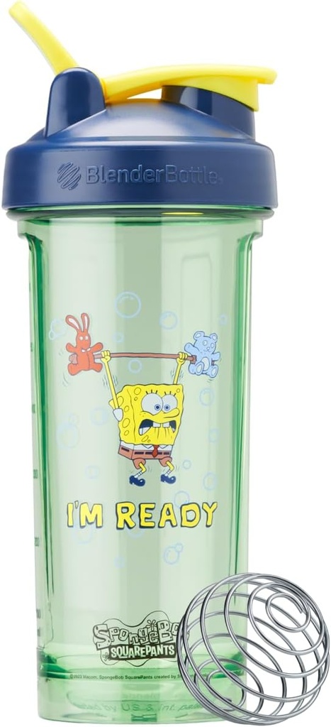 BlenderBottleのSpongebobのシェーカーのびんのプロ シリーズは蛋白質の揺れおよび前ワークアウト、28-Ounce、青、即の準備のために完成します!