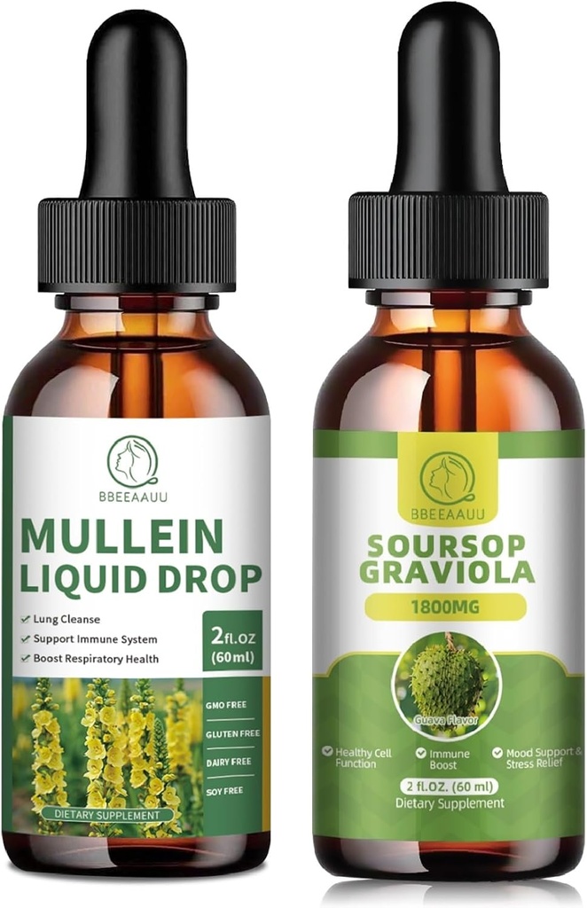 肺のためのMulleinの低下、LungのクレンジングのためのMulleinの葉のエキス1000MG及びSoursop Graviolaの液体は1800mgのセルの再生のためのエキスを残します