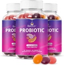 BeLive Probiotic Gummies - 消化の健康のための5億CFUとプロバイオティクス, 男性, 女性 & 免疫サポートのための子供プロバイオティックサプリメント, 砂糖無料 & ビーガン – ブルーベリー, イチゴ & オレンジ | 3-パック