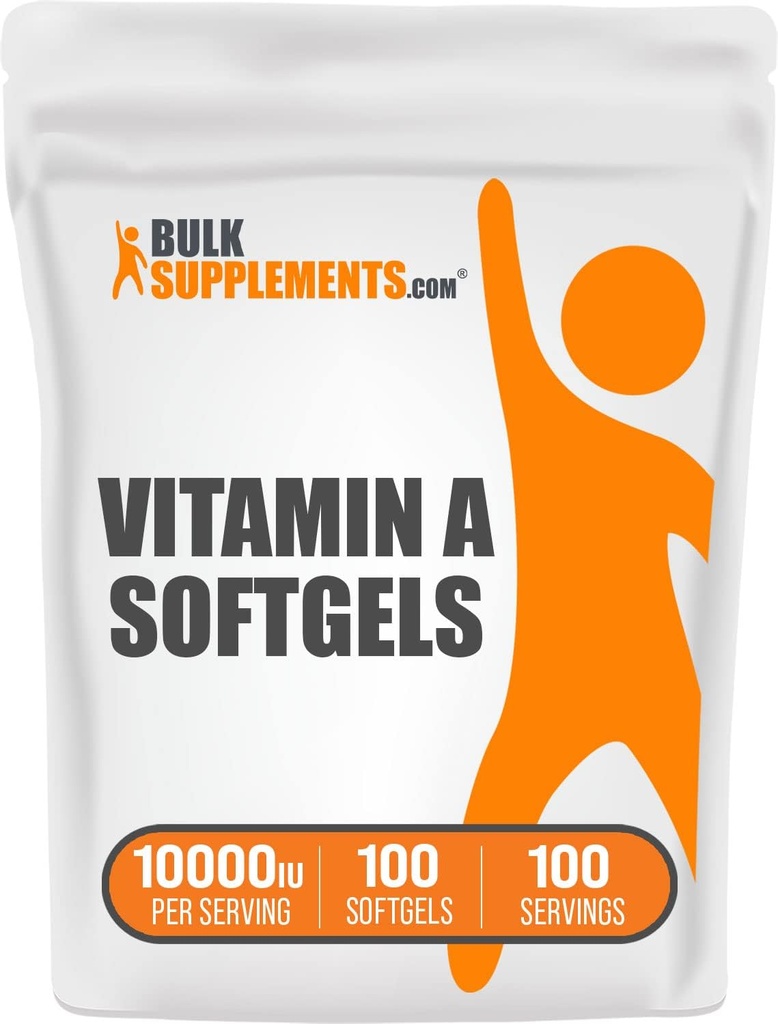 BulkSupplements.comビタミンA 10000 IU Softgels - ビタミンA Retinyl Palmitate、ビタミンA Pills - ビタミンAサプリメント、アイサプリメント - Gluten Free、100 Softgels