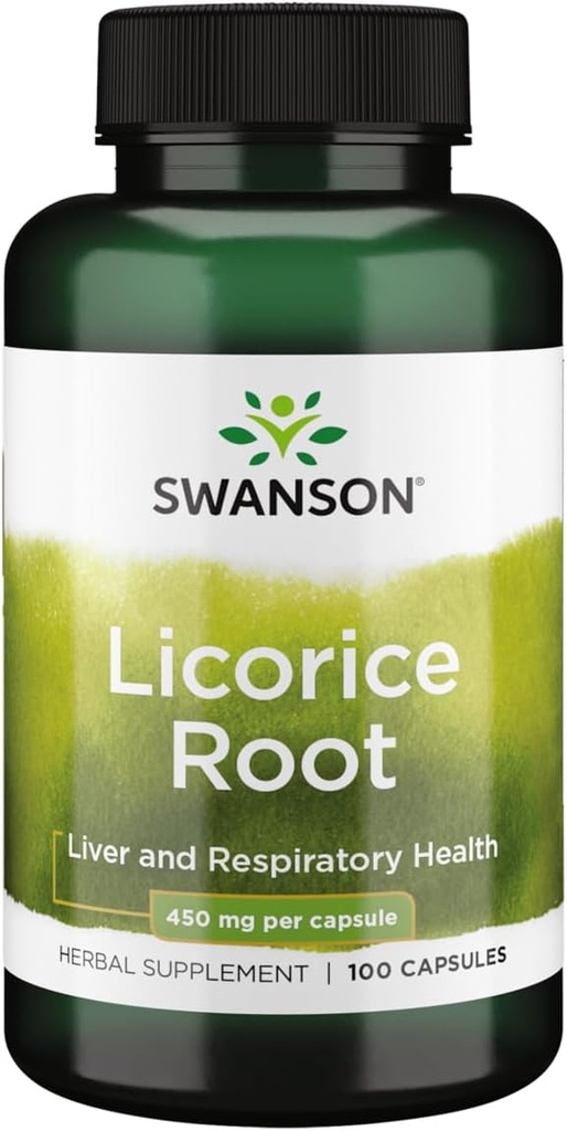 Swanson Premium Brand Licorice Root 450 Milligrams 100 Capsules