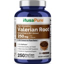 NusaPure Valerian Root 20:1 抽出物、250 mg は、ベジーキャップあたり 5000mg に等価、250 カウント、ビーガン、非GMO、バイオペリン