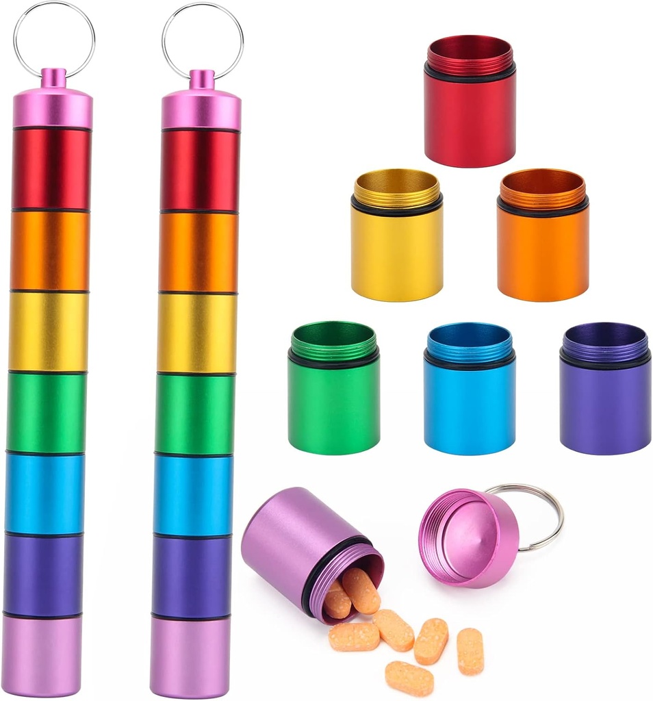 Small Portable Pill Case Keychain, Windpeed 7 Days Pill Box Holder Weekly Storage Organizer Container Case for Travel Medicine Organizer, Waterproof & Reusable (7 Colors) (2)