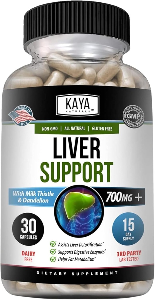 Kaya Naturals Liver Cleanse Detox & Repair - Milk Thistle Supplement - Liver Detox for Women and Men - Artichoke Extract and Dandelion Root Capsules - 30 Count