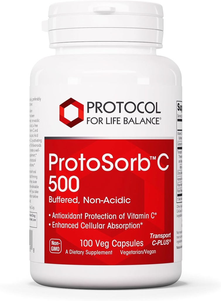 プロトコルProtosorb C 500 - 高吸収性ビタミンC - 免疫システム&骨の健康サプリメント* - アルファリポ酸 - 緩衝、非晶ビタミンC - 100ベジキャップ