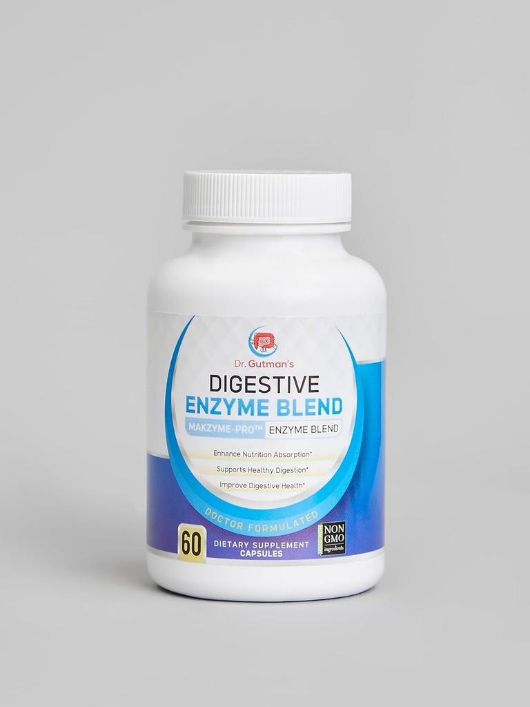Dr. Gutman's Digestive Enzyme & Probiotic Synbiotic, 60 Veggie Caps - All-Natural Digestive Health Support with Bromelain, Papain, Lipase, Lactase & Galactosidase, for Enhanced Nutrient Absorption