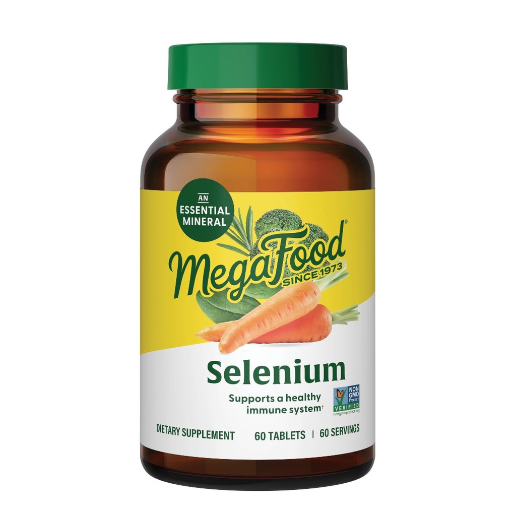 MegaFood Selenium - Selenium 50 mcg - 食品&ハーブブレンド - 免疫サポート - ビーガン、非GMO - 9食品アレルゲンなしで作られた - 60錠(60のサービング)