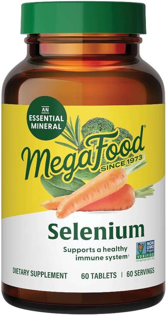 MegaFood Selenium - Selenium 50 mcg - 食品&ハーブブレンド - 免疫サポート - ビーガン、非GMO - 9食品アレルゲンなしで作られた - 60錠(60のサービング)