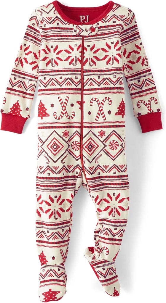 The Children's Place Baby Group 1-Family Matching, Christmas Pajama Sets, Cotton, Fairsile-Red