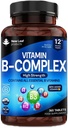 Vitamin B Complex - 365 Small Tablets (One Year Supply) High Strength All 8 B Vitamins B1-B2-B3-B5-B6-B12, Biotin, Folic Acid and Vitamin C - Reduction of Tiredness, Energy & Immune Support - UK Made