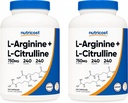 Nutricost L-Arginine L-Citrulline Complex 750mg, 240 カプセル (2 ボトル) - 非GMO