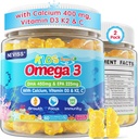 Kids Omega 3 Gummies + Calcium 400mg + Vitamin D3 K2 + C, Omega-3 DHA & EPA Supplement - No Fish Burps, No Sugar - Kids & Teens Omḛga 3 + Multivitamin Gummy for Strong Bones, Brain, Immune, Eye, 2Pack