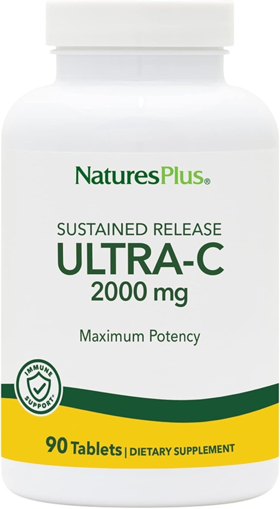 自然と超C 2000 mg - 90 錠 - ビタミン C と ローズヒップ - 免疫&抗酸化サポート - ベジタリアン、グルテンフリーグルテンフリー - 90 サービング