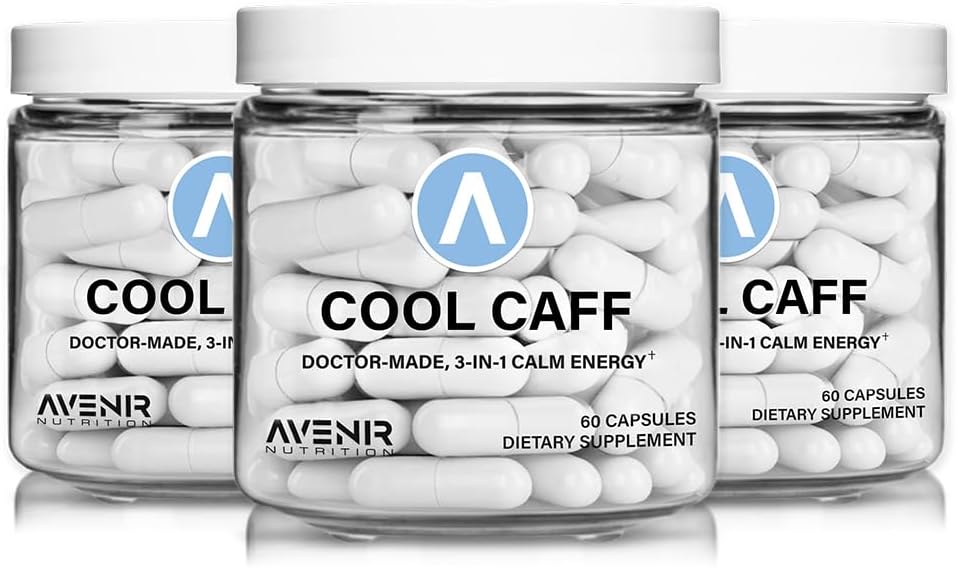 Avenir Nutrition Cool Caff Energy Supplements, L theanine and Caffeine - Energy Boost and Focus - Pre Workout for Women and Men, Coffee Alternative 60 Capsules (3)