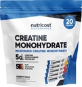 ナトリコストクレアチンモノハイドパウダーバラエティスティックパック(5味、20食) - Micronized、パックごとのクレアチンモノハイドの5グラム
