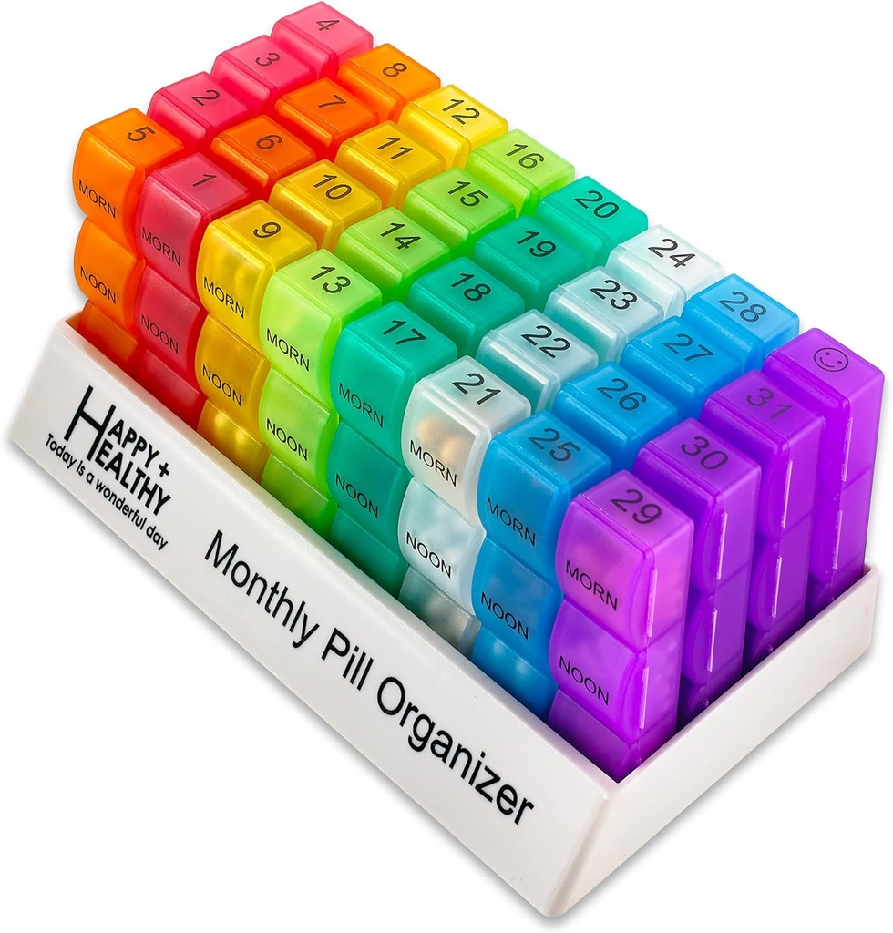月ピルボックスオーガナイザー - 3-時間-一日   朝の昼夜 - 30日間ピルケース 32 ビタミン、サプリメント、医薬品 - 旅行毎月の丸薬オーガナイザー 3 回 A 日
