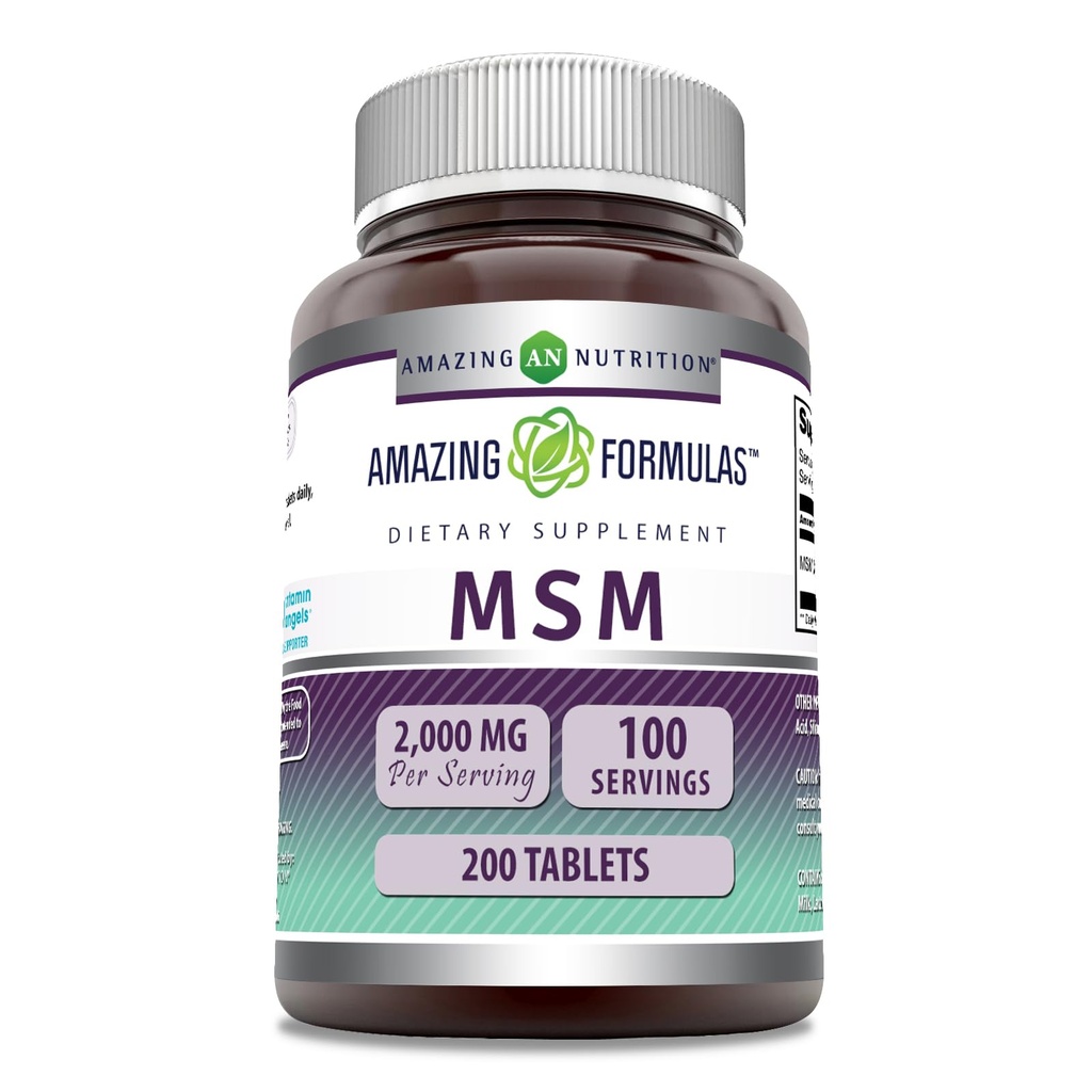 アメージングフォーミュラMSM(メチルスルフォニルメタン)サプリメント | サービングごとの1000 Mg | 200錠 | 非GMO | グルテンフリー | アメリカ製