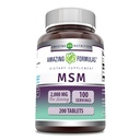アメージングフォーミュラMSM(メチルスルフォニルメタン)サプリメント | サービングごとの1000 Mg | 200錠 | 非GMO | グルテンフリー | アメリカ製