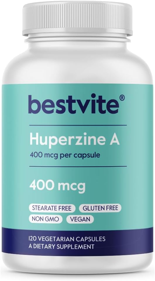BESTVITE Huperzine A 400mcg (120 ベジタリアンカプセル) - ない Stearates - 完全菜食主義者の非GMO - グルテンフリー