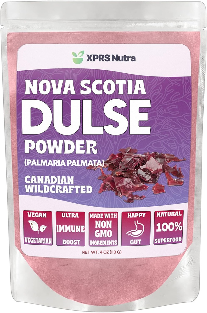 XPRS Nutra Dulse パウダー (Palmaria Palmata) - カナダのワイルドクラフトの Nova Scotia Dulse パウダー 甲状腺と骨 - ビーガンフレンドリーな大西洋海藻 (4 オンス)