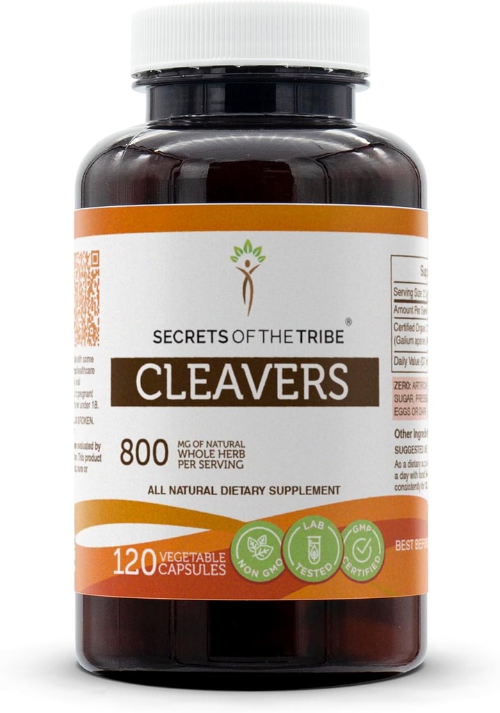 トライベクレバーの秘密 120 カプセル, 800 mg, クラーバー (ガリウムアパーリン) 乾燥ハーブ (120 カプセル)