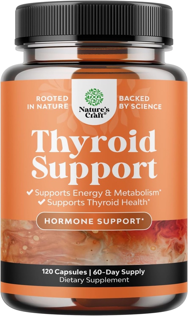 Herbal Thyroid Support Complex - Potent Kelp Iodine Supplement with L Tyrosine, Bladderwrack, Selenium & Pure Ashwagandha for Hormone Balance - Mood & Energy Dietary Pills - 120 Halal Capsules